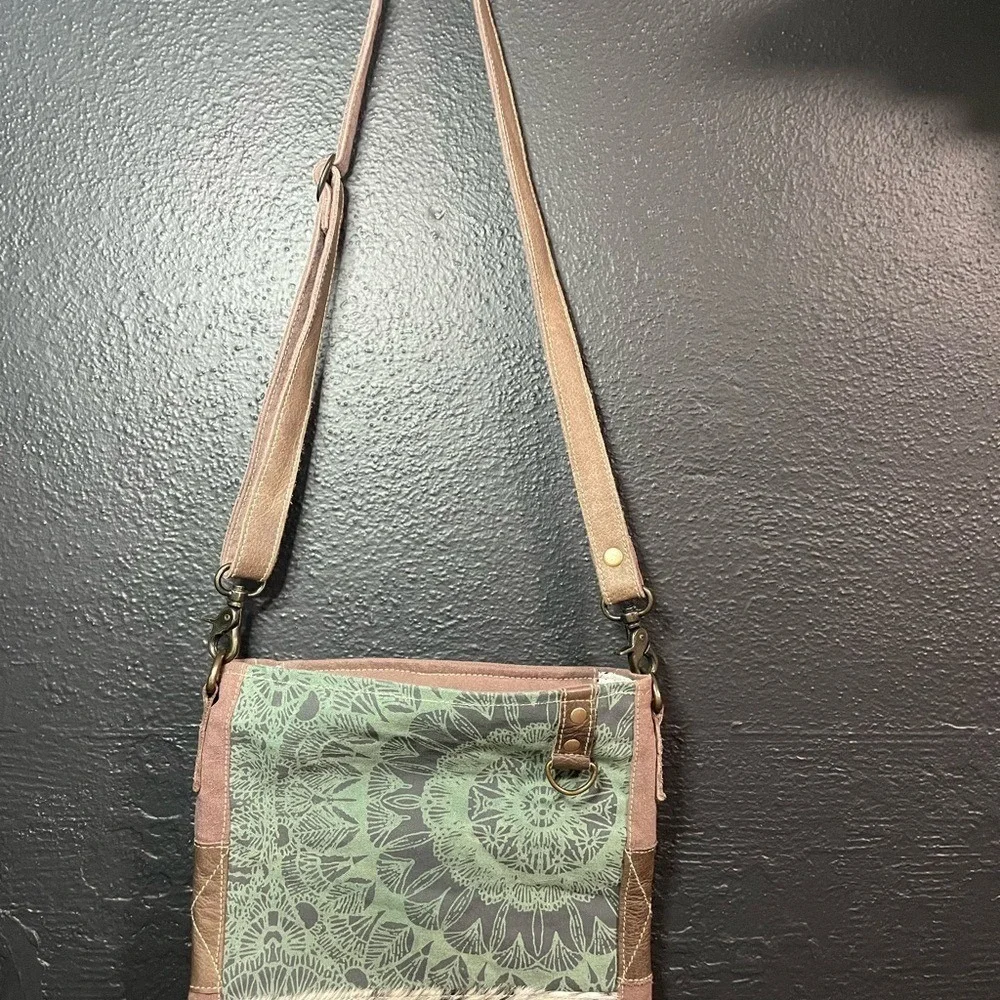 Myra Bag Southwestern Boho Canvas‎ Leather Fringe Crossbody Bag